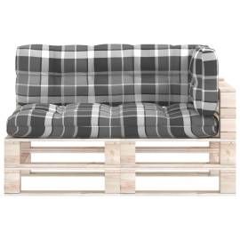 Perne de canapea din paleți, 3 buc., gri, model carouri, 3 image