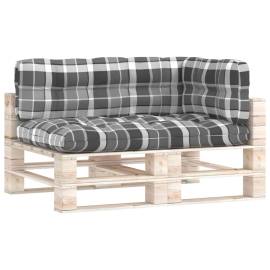 Perne de canapea din paleți, 3 buc., gri, model carouri, 2 image