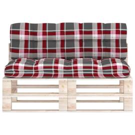 Perne pentru canapea din paleți, 2 buc., roșu model carouri, 3 image