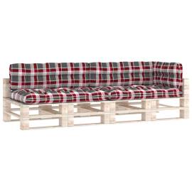 Perne pentru canapea din paleți, 5 buc., roșu, model carouri, 2 image