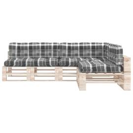 Perne pentru canapea din paleți, 7 buc., gri, model carouri, 3 image