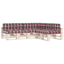 Perne pentru canapea din paleți 7 buc, roșu, model carouri, 2 image