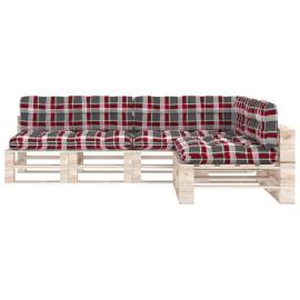 Perne pentru canapea din paleți 7 buc, roșu, model carouri, 3 image