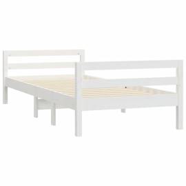 Cadru de pat, alb, 75x190 cm, lemn masiv de pin, 4 image
