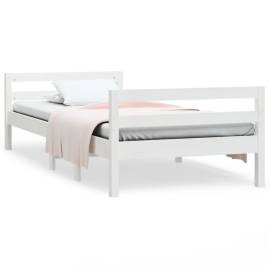 Cadru de pat, alb, 80x200 cm, lemn masiv de pin, 2 image