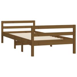 Cadru de pat, maro miere, 80x200 cm, lemn masiv de pin, 4 image