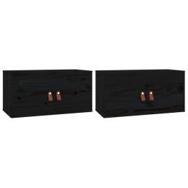 Dulapuri de perete 2 buc. negru 60x30x30 cm lemn masiv de pin, 2 image