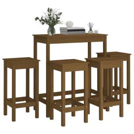 Set mobilier de bar, 5 piese, maro miere, lemn masiv de pin, 9 image