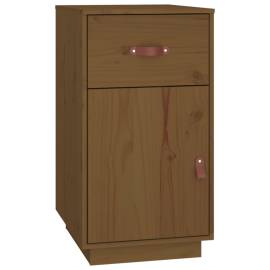 Birou cu dulapuri, maro miere, 135x50x75 cm, lemn masiv de pin, 8 image