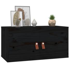 Dulap de perete, negru, 60x30x30 cm, lemn masiv de pin, 6 image