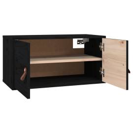 Dulap de perete, negru, 60x30x30 cm, lemn masiv de pin, 5 image