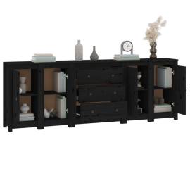 Servantă, negru, 230x35x80 cm, lemn masiv de pin, 4 image