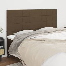 Tăblii de pat, 4 buc, maro închis, 100x5x78/88 cm, textil