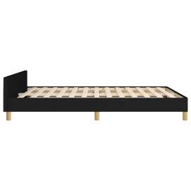 Cadru de pat cu tăblie, negru, 140x190 cm, textil, 7 image