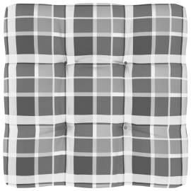 Pernă pentru canapea din paleți, gri, 58x58x10cm, model carouri, 2 image