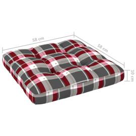 Pernă pentru canapea din paleți, roșu, 58x58x10cm, model carouri, 5 image
