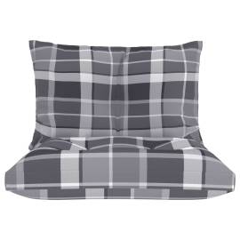 Perne canapea din paleți, 2 buc., gri model carouri, textil, 3 image
