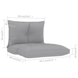 Perne de canapea din paleți, 2 buc., gri, material textil, 5 image