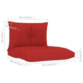 Perne de canapea din paleți, 2 buc. roșu, material textil, 5 image
