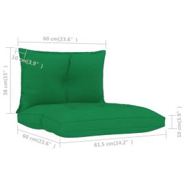 Perne de canapea din paleți, 2 buc. verde, material textil, 5 image