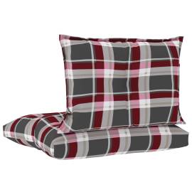 Perne pentru canapea din paleți, 2 buc., roșu, carouri, textil, 4 image