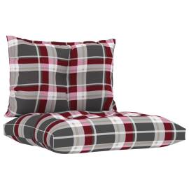 Perne pentru canapea din paleți, 2 buc., roșu, carouri, textil, 2 image