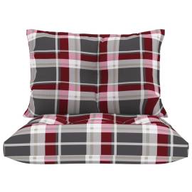 Perne pentru canapea din paleți, 2 buc., roșu, carouri, textil, 3 image