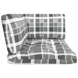 Perne pentru canapea din paleți, 3 buc., gri, model carouri, 4 image
