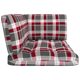 Perne pentru canapea din paleți, 3 buc., roșu, model carouri, 4 image
