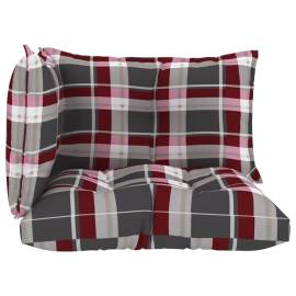 Perne pentru canapea din paleți, 3 buc, roșu, model carouri, 3 image