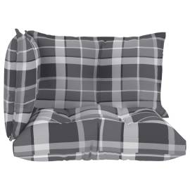 Perne pentru canapea din paleți 3 buc, gri, model carouri, textil, 3 image