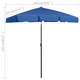 Umbrelă de plajă, albastru azuriu, 180x120 cm, 8 image