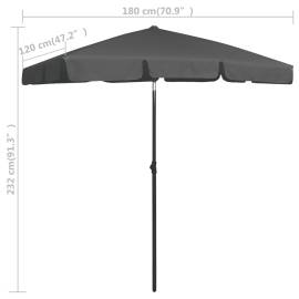 Umbrelă de plajă, antracit, 180x120 cm, 8 image