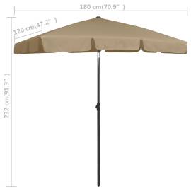 Umbrelă de plajă, gri taupe, 180x120 cm, 8 image