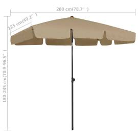 Umbrelă de plajă, gri taupe, 200x125 cm, 8 image