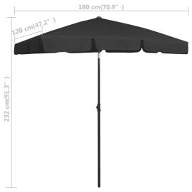 Umbrelă de plajă, negru, 180x120 cm, 8 image