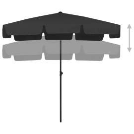 Umbrelă de plajă, negru, 200x125 cm, 5 image