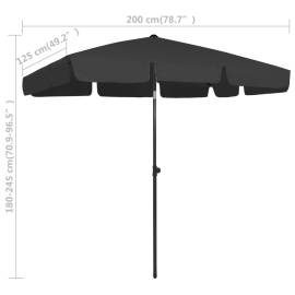 Umbrelă de plajă, negru, 200x125 cm, 8 image