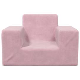 Canapea pentru copii, roz, pluș moale, 3 image