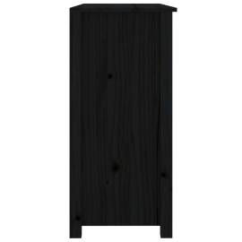 Servantă, negru, 100x35x74 cm, lemn masiv de pin, 4 image