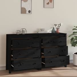 Servantă, negru, 140x35x80 cm, lemn masiv de pin, 3 image