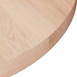 Blat de masă rotund, Ø40x2,5 cm, lemn masiv stejar netratat, 3 image