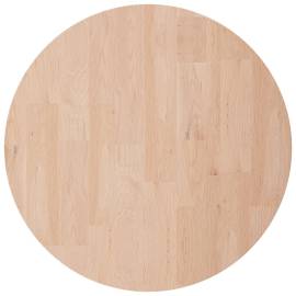 Blat de masă rotund, Ø40x2,5 cm, lemn masiv stejar netratat, 2 image