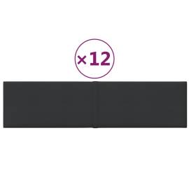 Panouri de perete, 12 buc., negru, 60x15 cm, textil, 1,08 m², 2 image