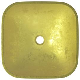 Chiuvetă din sticlă, auriu, 42x42x14 cm, 4 image