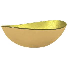 Chiuvetă din sticlă securizată, auriu, 54,5x35x15,5 cm, 2 image