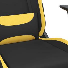 Scaun de gaming pivotant cu taburet negru/galben deschis textil, 7 image