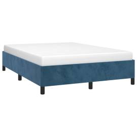Cadru de pat, albastru închis, 140x190 cm, catifea, 3 image