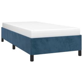 Cadru de pat, albastru închis, 90x190 cm, catifea, 3 image