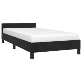Cadru de pat cu tăblie, negru, 80x200 cm, catifea, 3 image